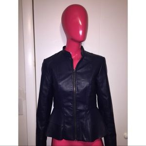 Faux Leather Peplum Jacket